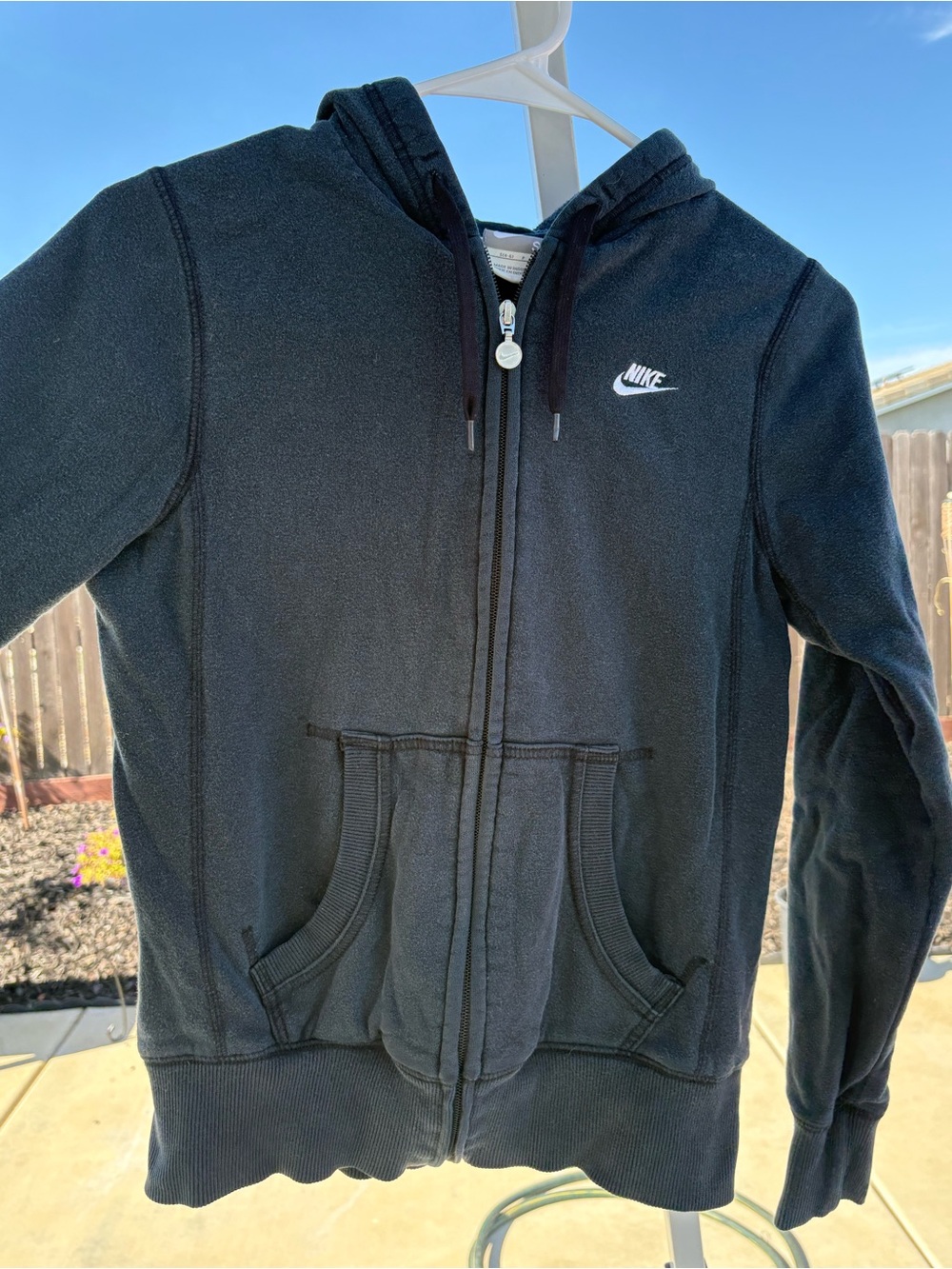 Faded Black Nike Women’s Full-Zip Hoodie with White Swoosh